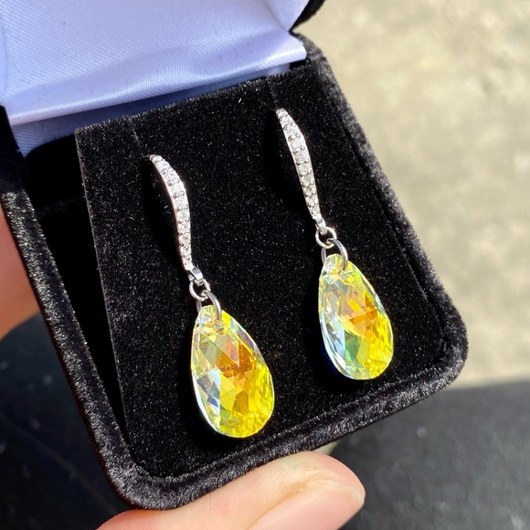 💸FINAL PRICE DROP🌻NIB 925 Golden Shadow Aurora Borealis Earrings🌻 - Picture 13 of 14